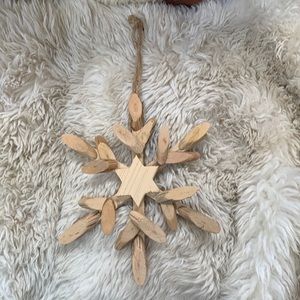 11 1/2 inch natural wood snowflake ornament